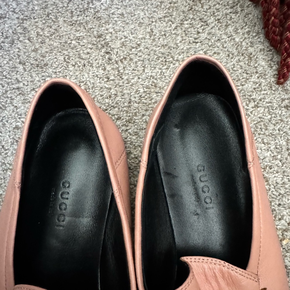 Gucci Pale Pink Leather Horsebit Loafers